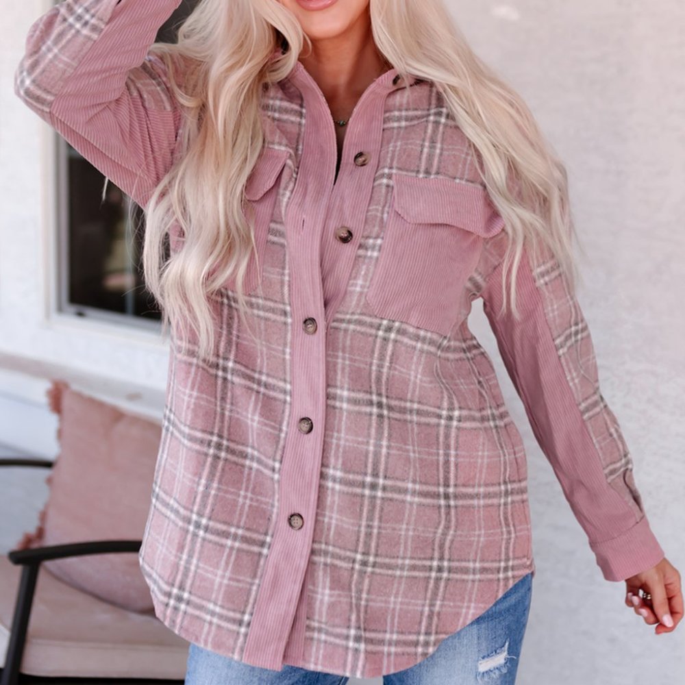 Plaid flannel Pink Women's Jacket/shirt. Super cozy and warm